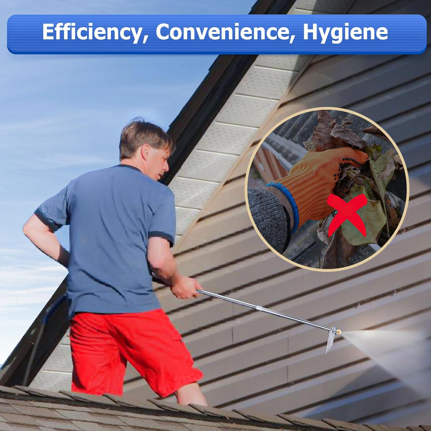 2 Use Gutter Cleaning Tools with Rake,Removable High Pressure