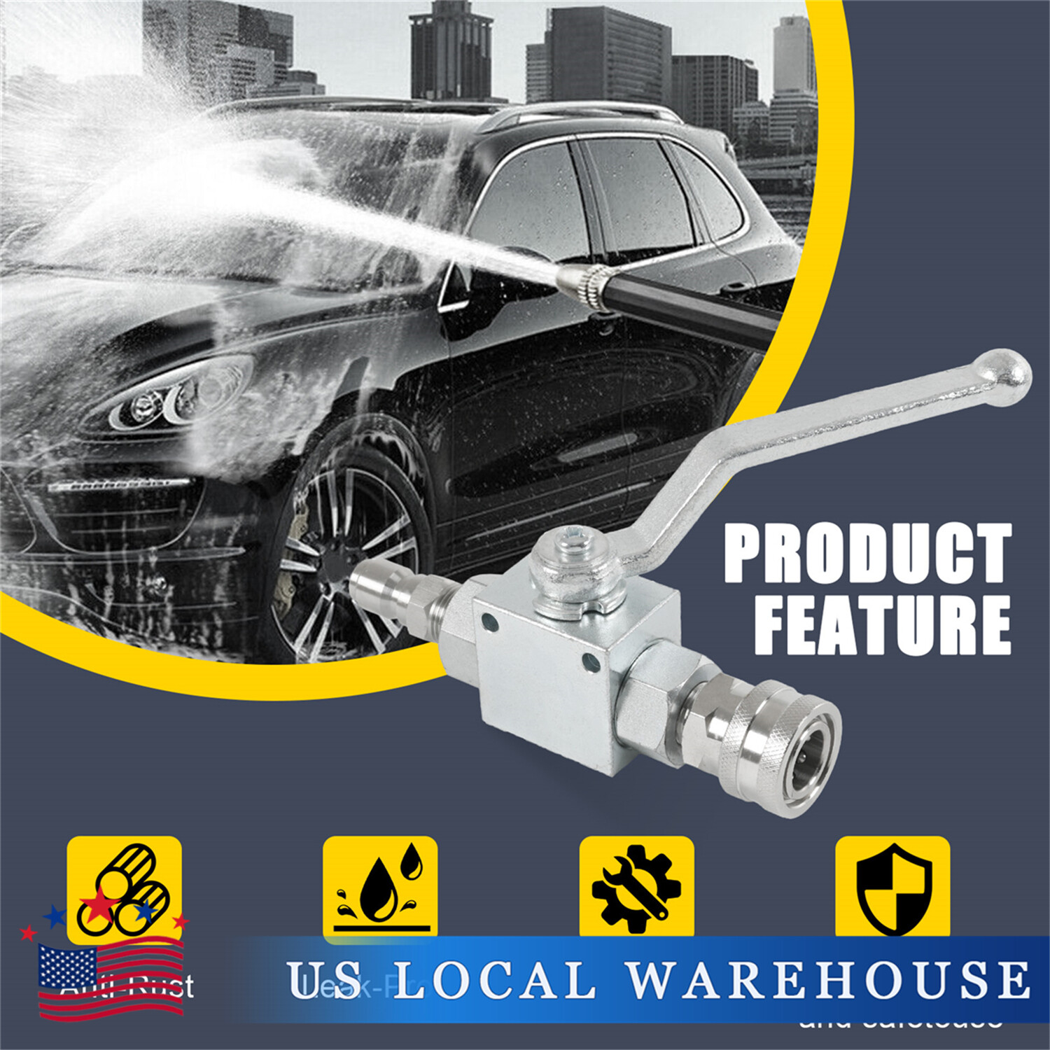Steel High Pressure Washer Ball Valve Kit, 3/8 Inch Quick Connect 4500 PSI