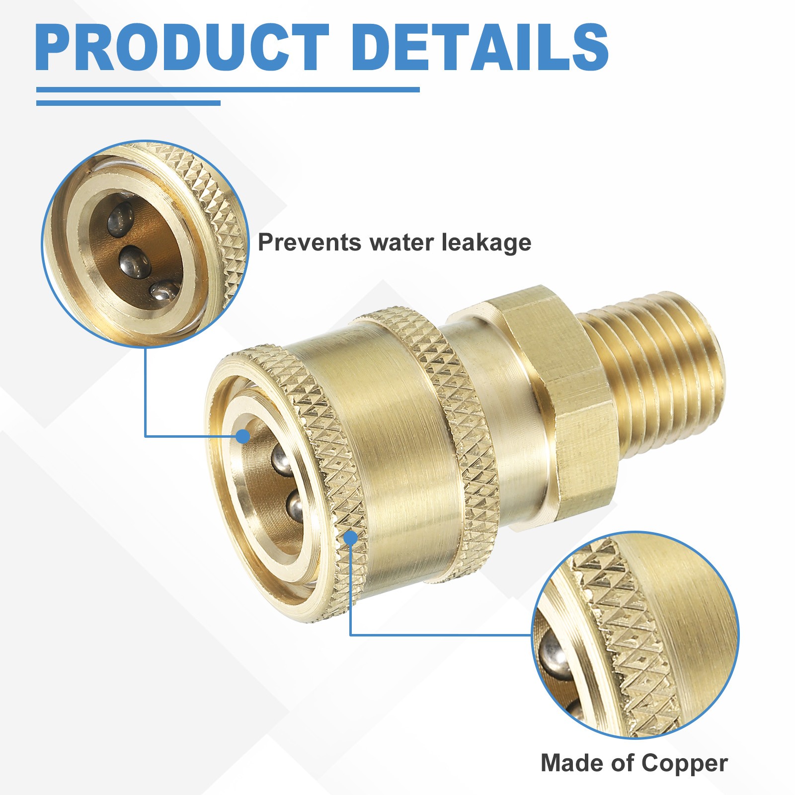 Pressure Washer Adapter, 1/4 Inch Quick Connect to Male NPT Thread, 2 Pack