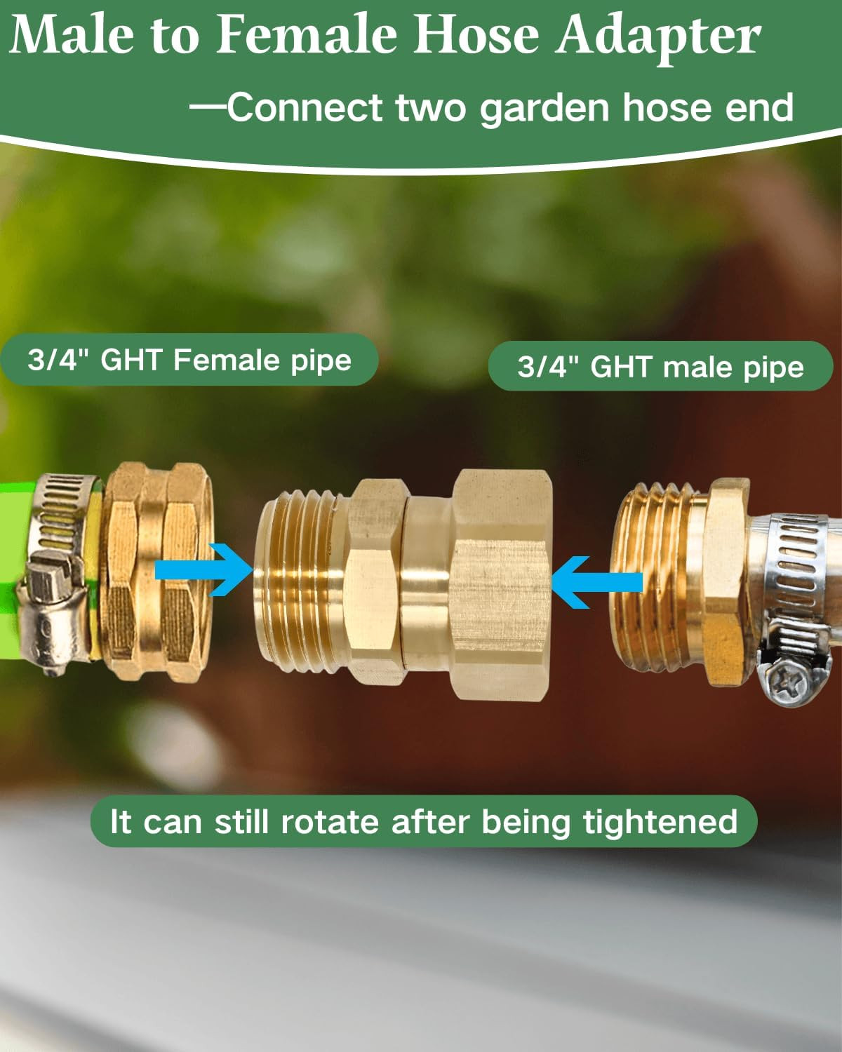 Garden Hose Swivel Adapter for Spray Nozzle with Leak-Proof Seal, 3/4” GHT Fe…