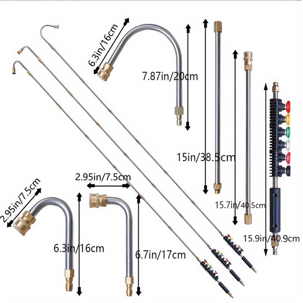 10Pcs High Pressure Washer Wand Set Water Gun Nozzle Extension Rods Set 4000PSI