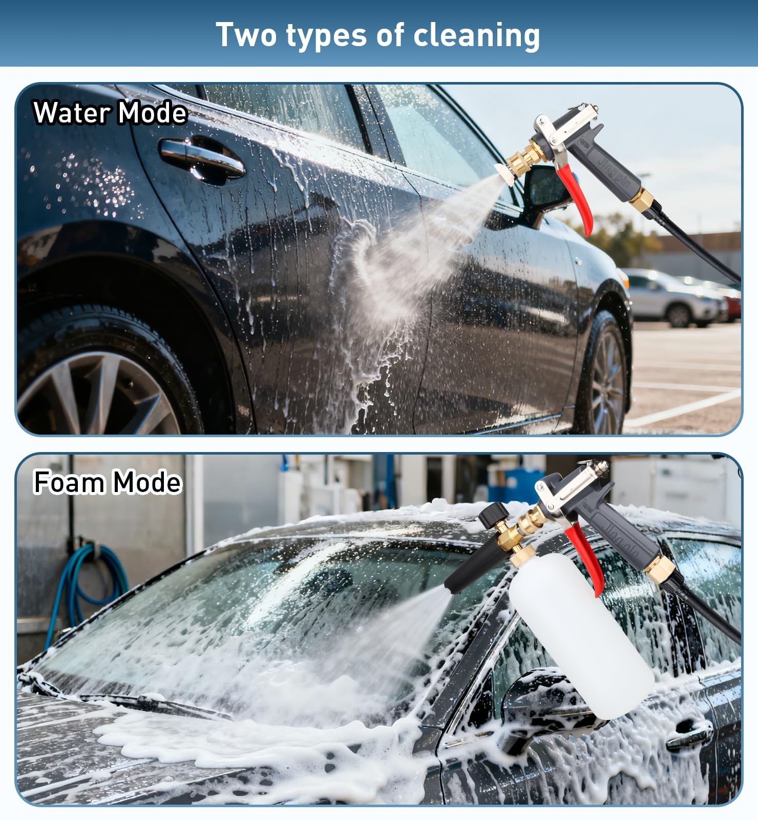 Pressure Washer Gun with Foam Cannon – Upgraded Metal Car Wash Kit & Snow Foa…