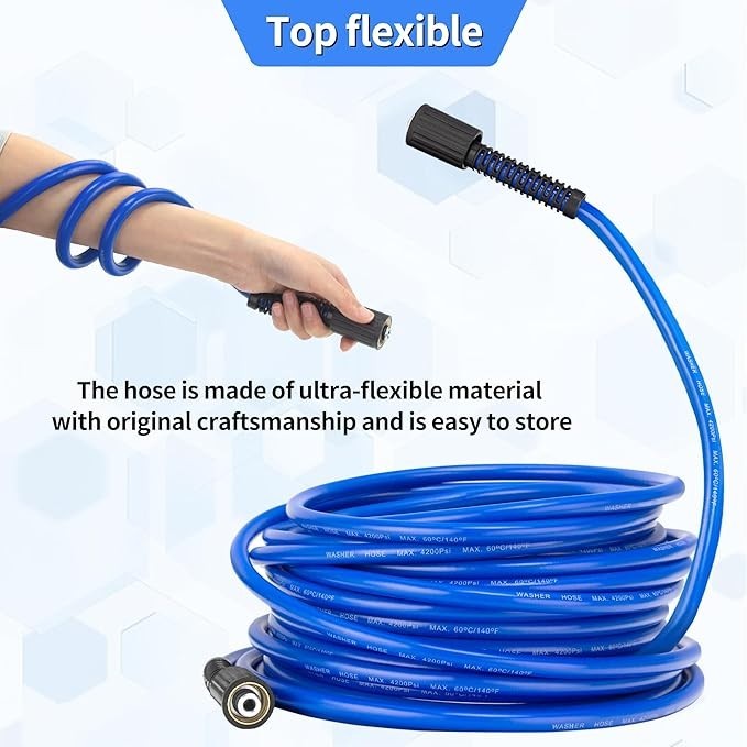 50Ftx1/4″ Pressure Power Washer Hose Flexible Kink-Resistant for Ryobi Troy Bilt