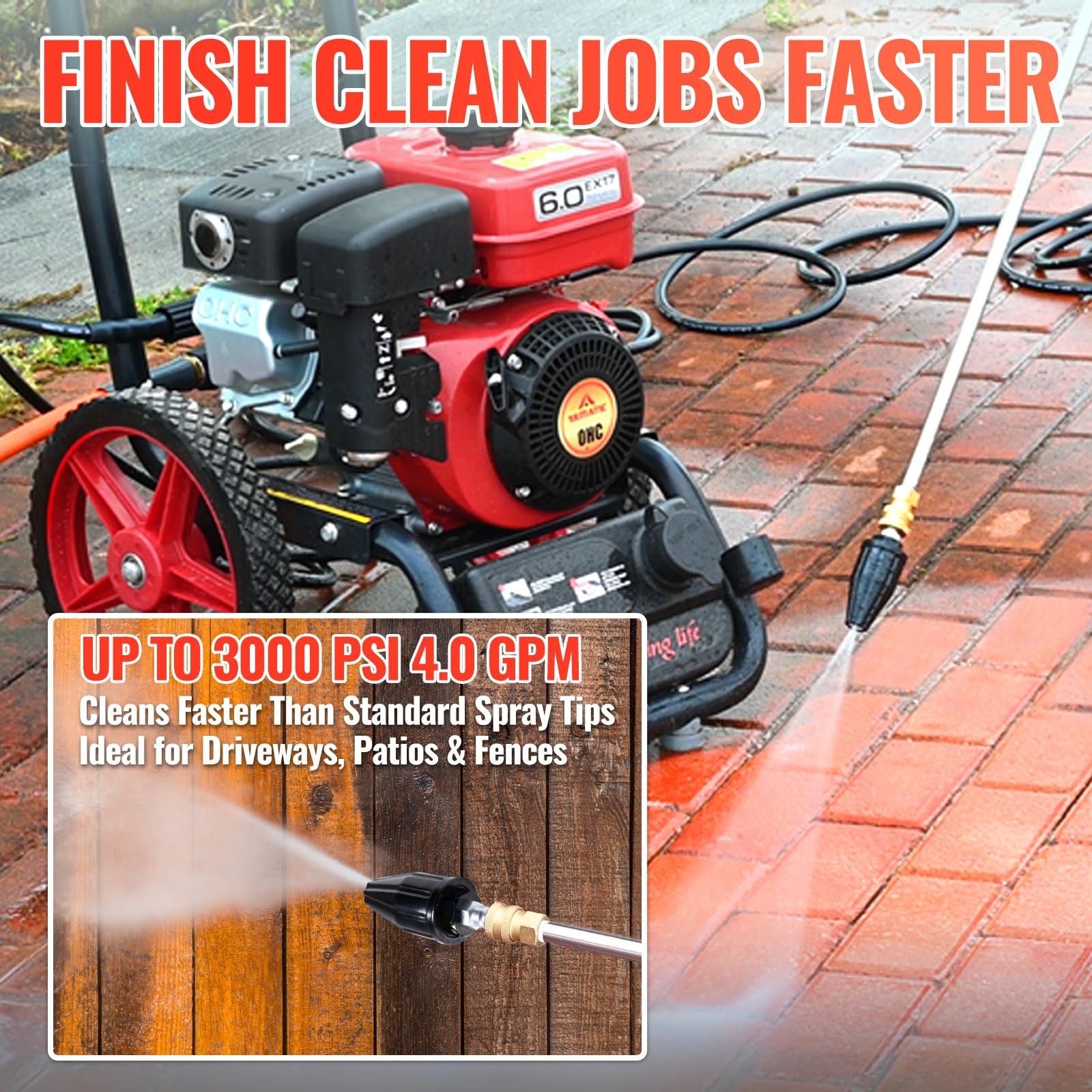 Pressure Washer Turbo Nozzle Tips, 360° Rotating Turbo with 5 Spray Nozzles, …