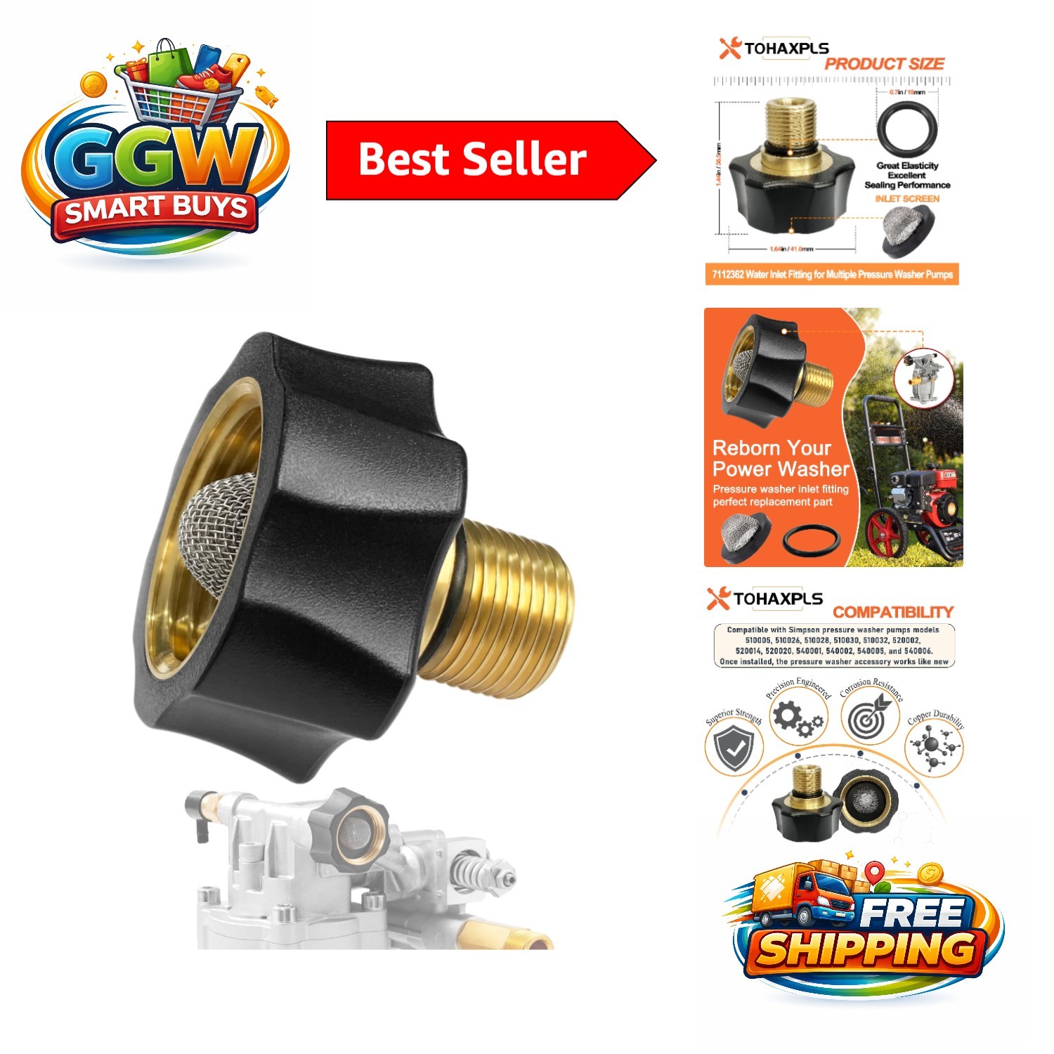 Easy Install Pressure Washer Water Inlet Fitting – Perfect for Simpson Models