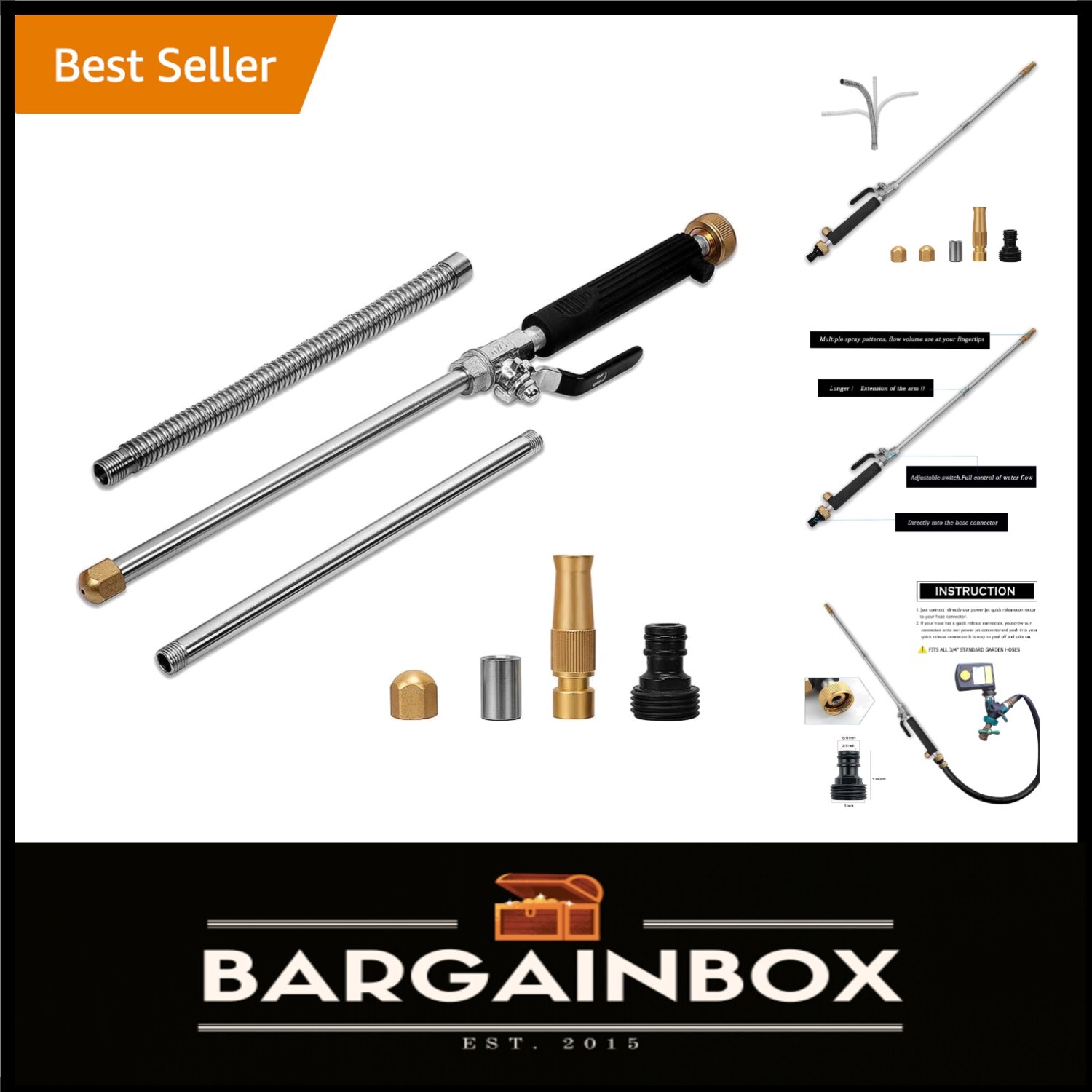 Compact High Pressure Washer with 39″ Extendable Wand Perfect for Cars & Patios