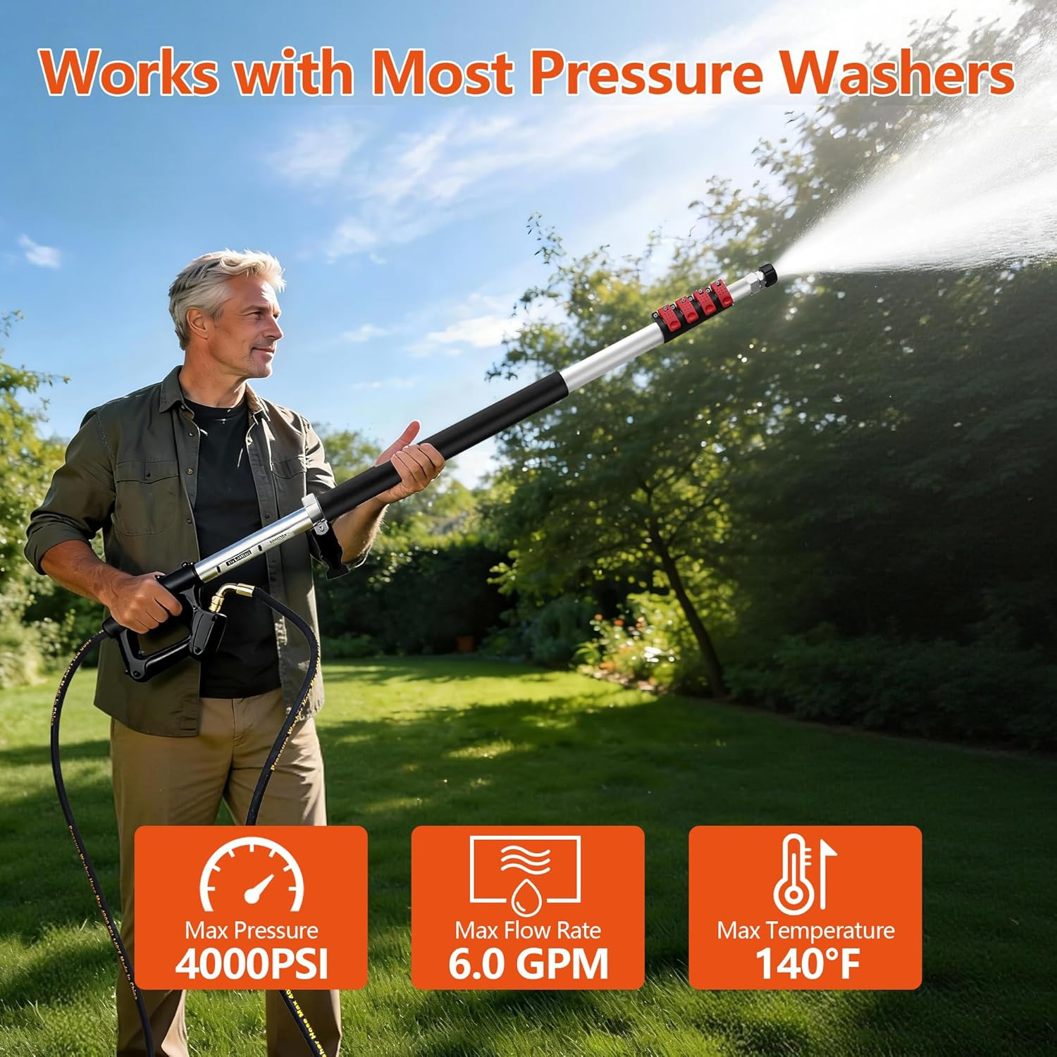 Telescoping Pressure Washer Wand 24 Ft Pressure Washer Extension Wand 24 Feet Po
