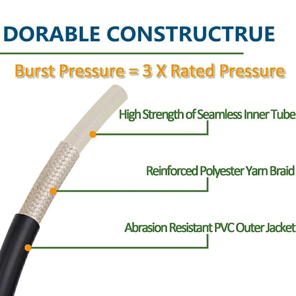 20ft 5800PSI High Pressure Washer Hose M22～14mm Power Washer Extension Hose