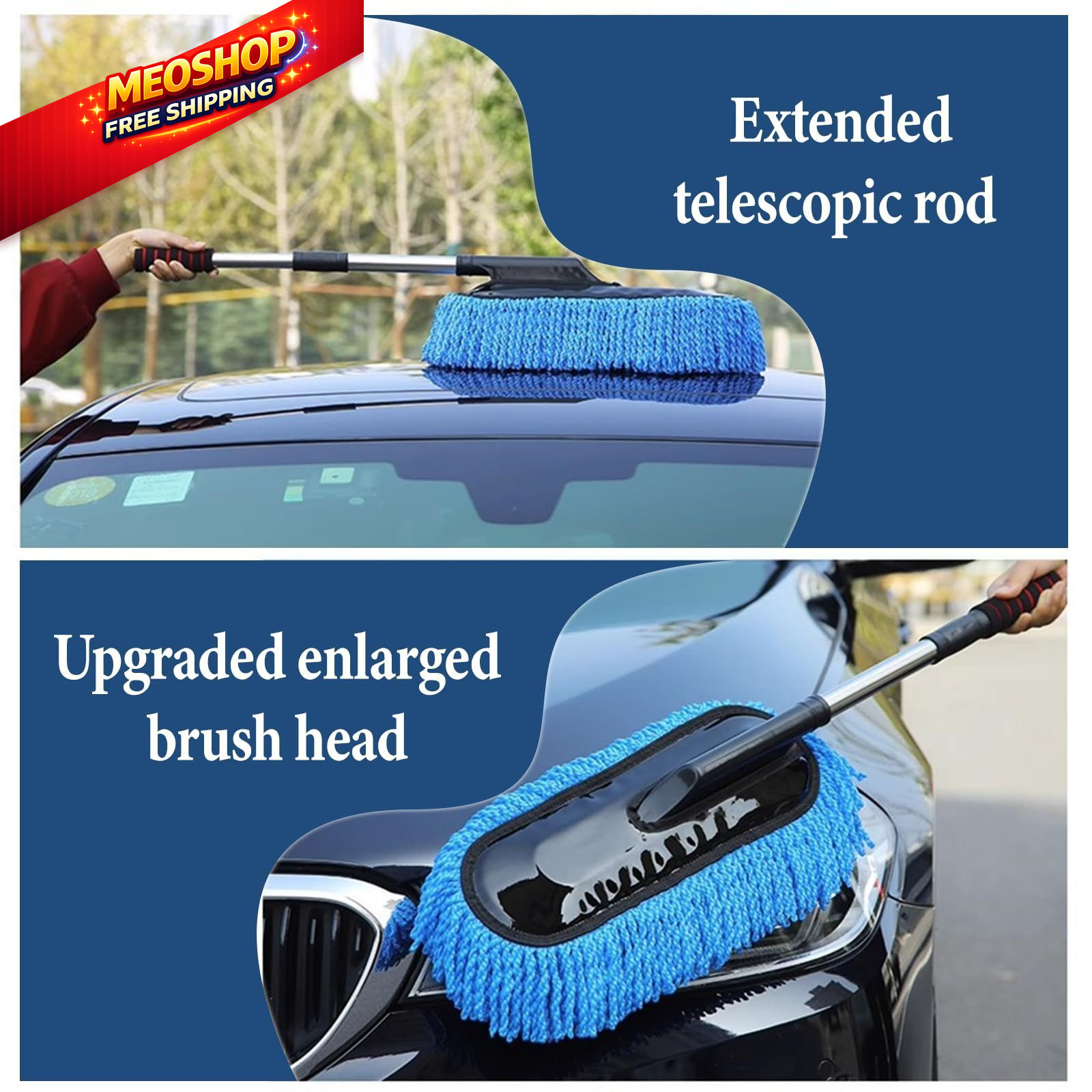 Car Duster Interior, Exterior Mini for Dust Brush with Blue