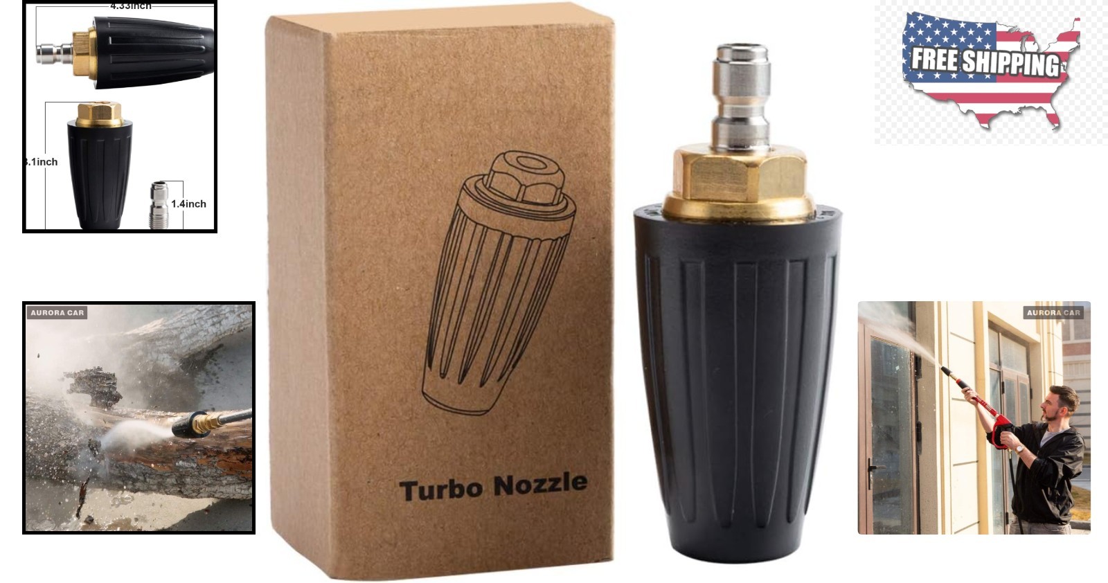 Professional-Grade Pressure Washer Turbo Nozzle with Quick Connect – 4000 PSI