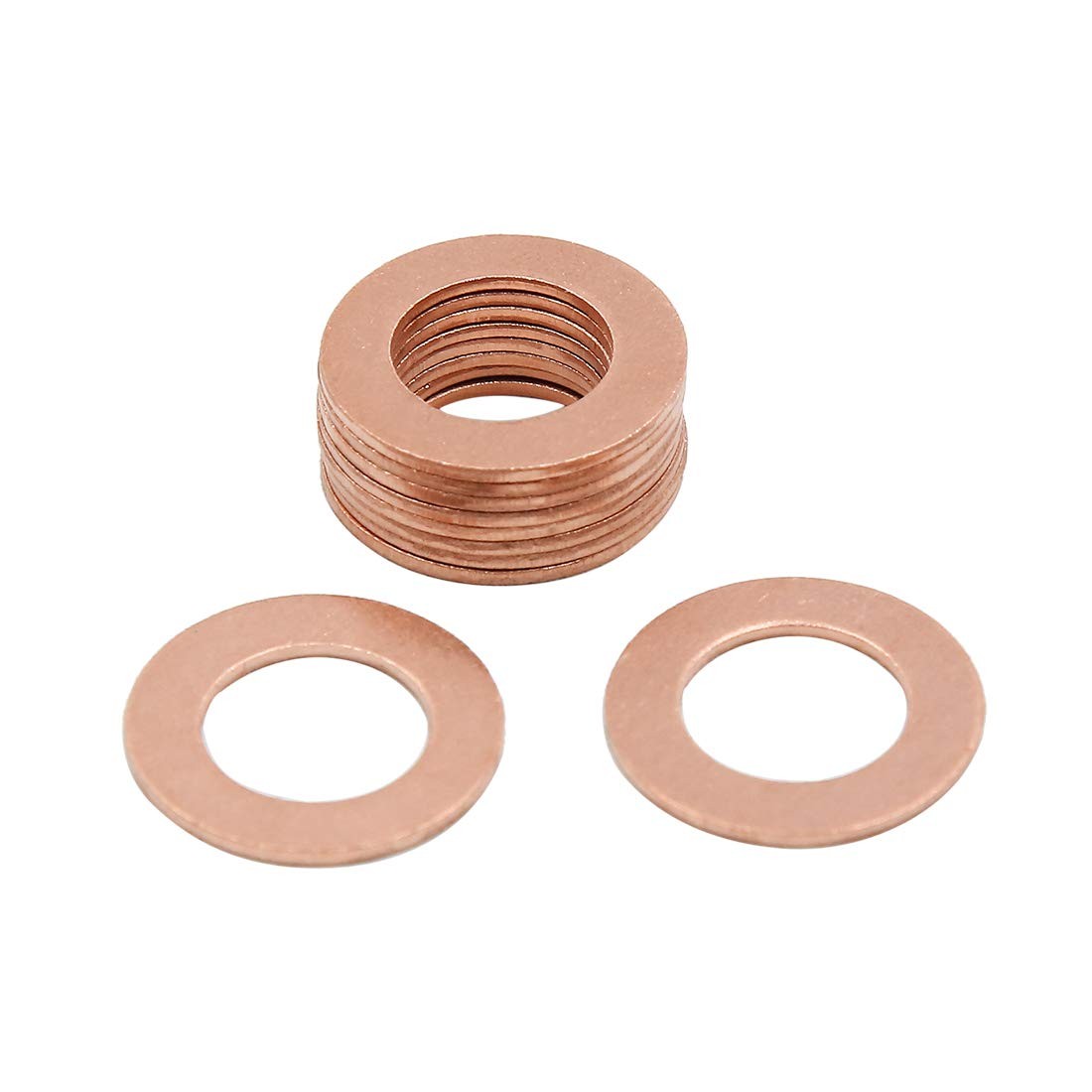 Copper Crush Washers 12mm Inner Dia Flat Car Sealing Gaskets 10 PCS