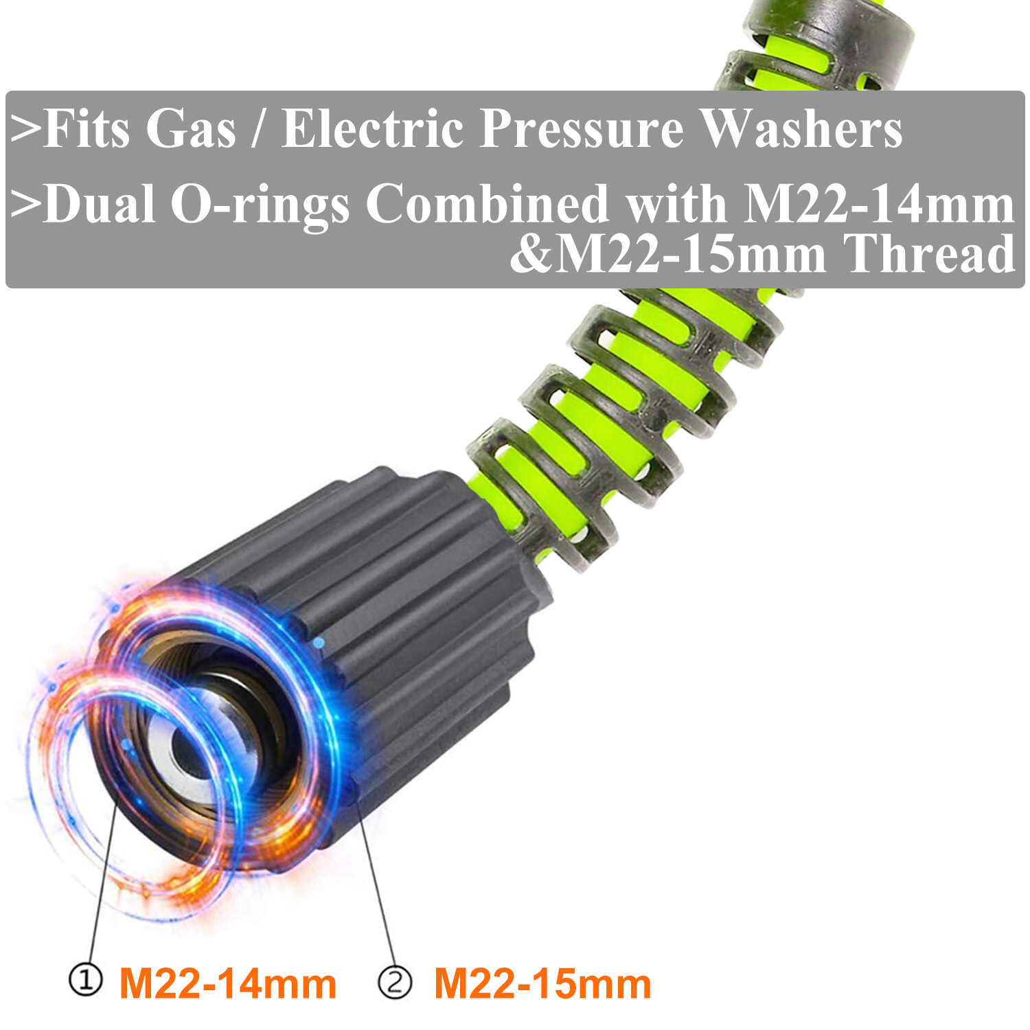 iMeshbean High Pressure Washer Hose Cable 25/50/100 FT M22-14/15mm 1/4 3600PSI
