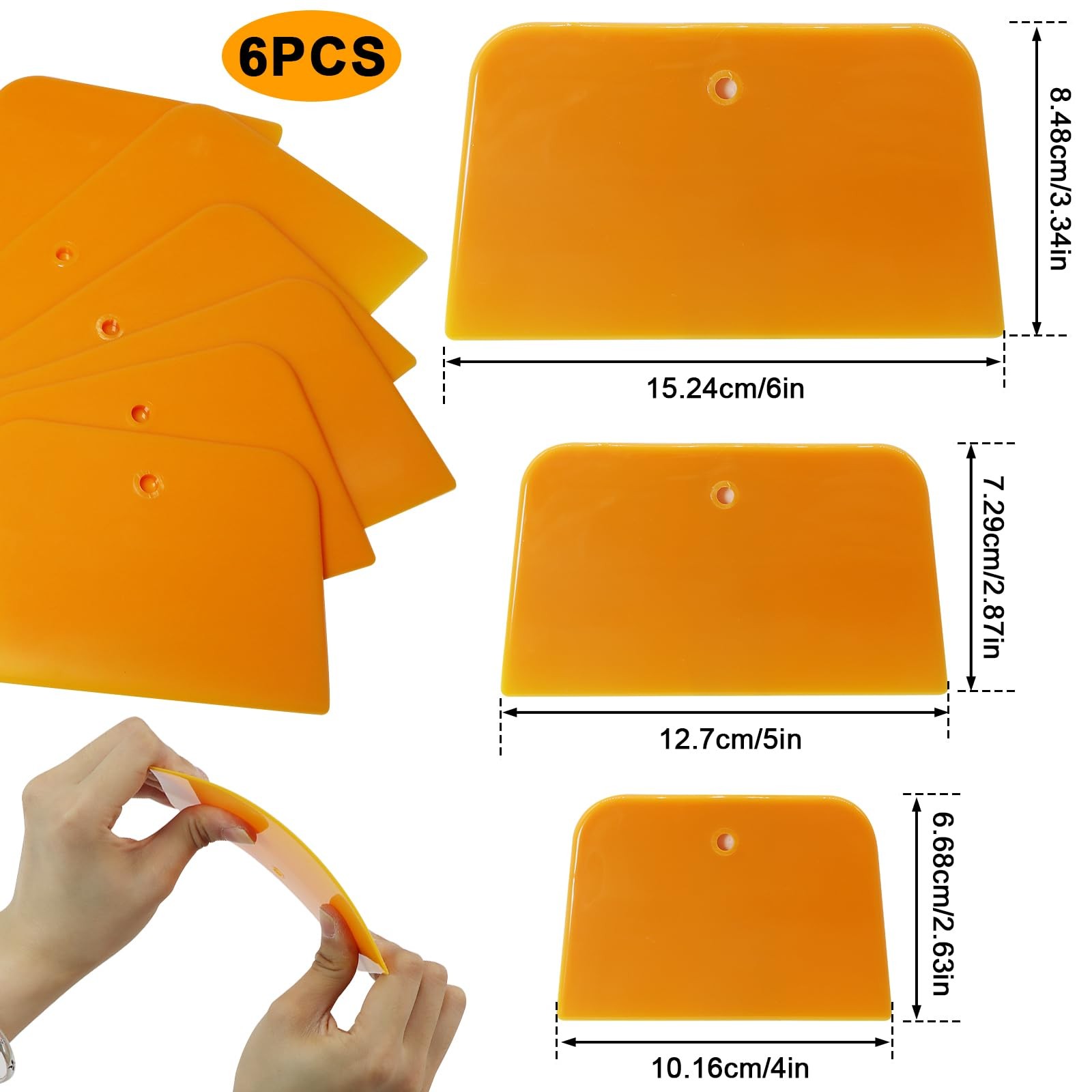 Wulitaotao Body Filler Spreaders, 6PCS Plastic Spreader,4, 5, 6 Yellow-6PCS