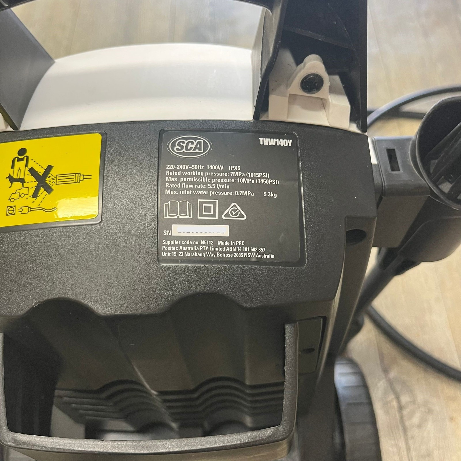SCA THW140Y 240V 1450 PSI Electric Pressure Washer Cleaner 1400W