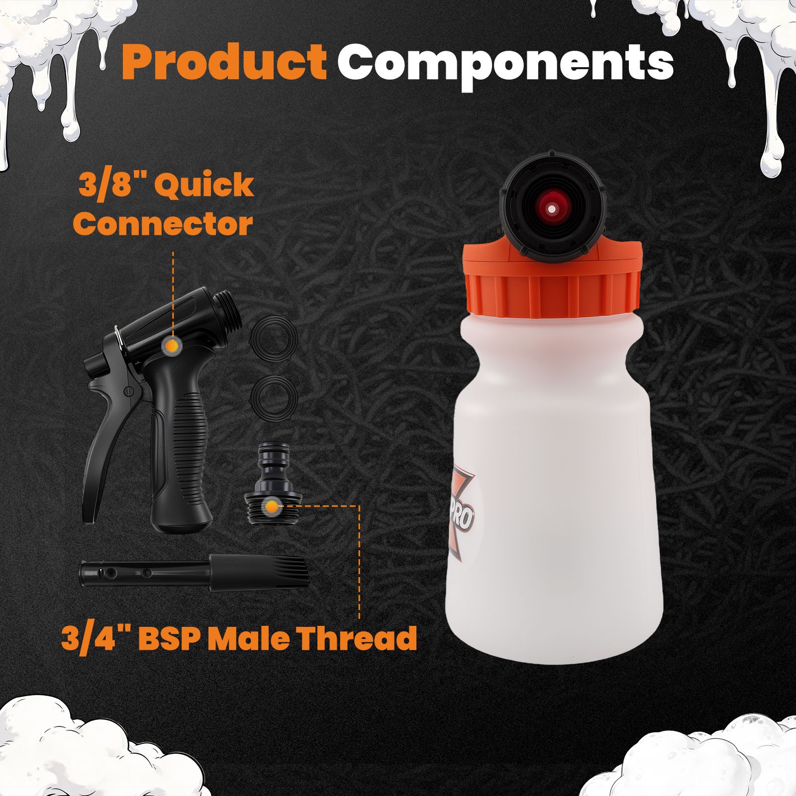 1L Car Wash Foam Cannon for Snow Foam Lance Plastic Bottle Quick Connect