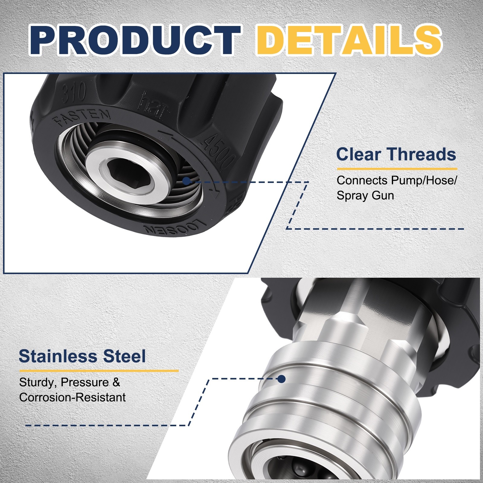 Pressure Washer Adapter M22 14mm Female to 1/4″ Female Quick Plug Fittings