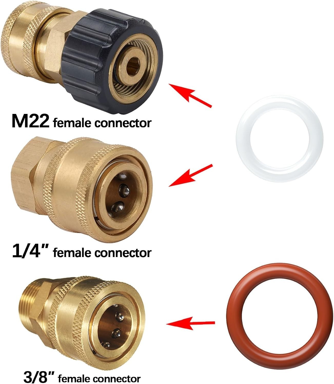 50 Pack Silicone O-Rings Power Pressure Washer Replacement for 1/4 inch, 3/8 …