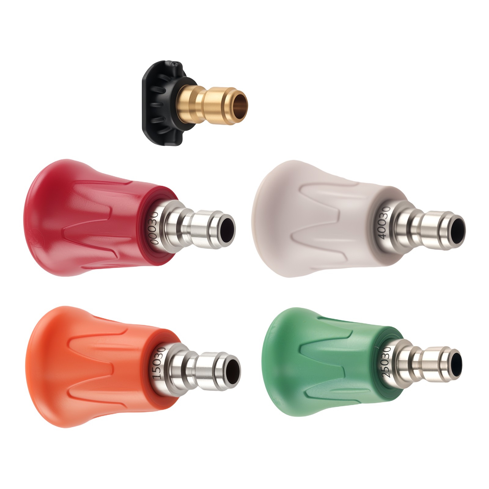 5pcs Pressure Washer Nozzle Tips Set 0° 15° 25° 40° Soap 1/4″ Quick Connect