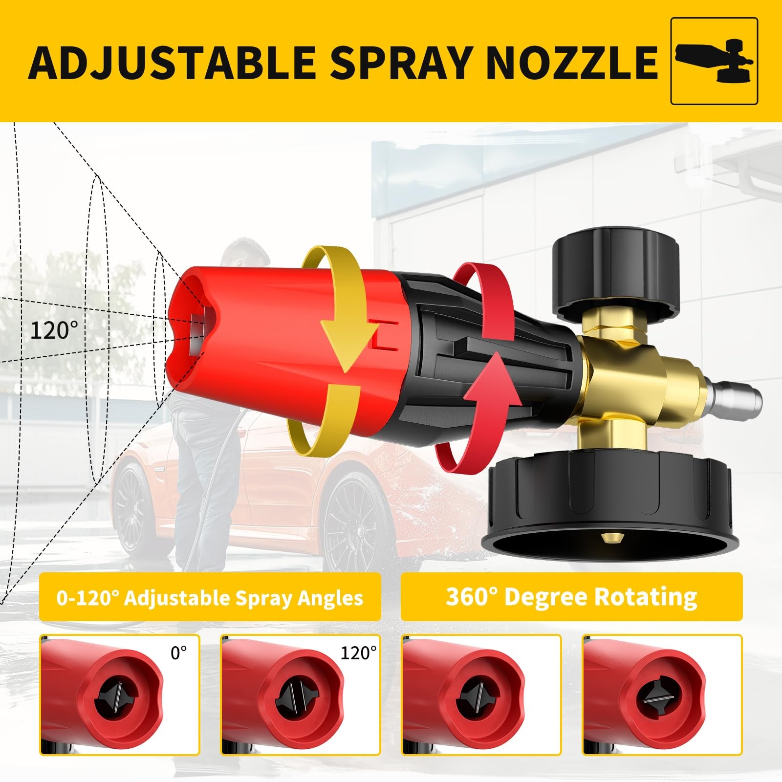 Pressure Washer Gun with Foam Cannon & 50ft Power Washer Hose, 3600PSI Pressu…