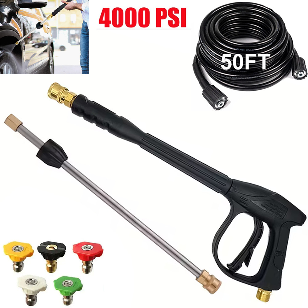 High Pressure 4000PSI Car Power Washer Gun Spray Wand Lance Nozzle and Hose Kit