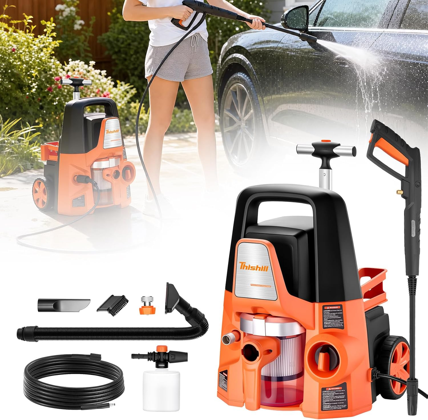 4-In-1 Pressure Washer and Wet/Dry Vacuum, 2800 PSI Max 1.7 GPM Electric Power W