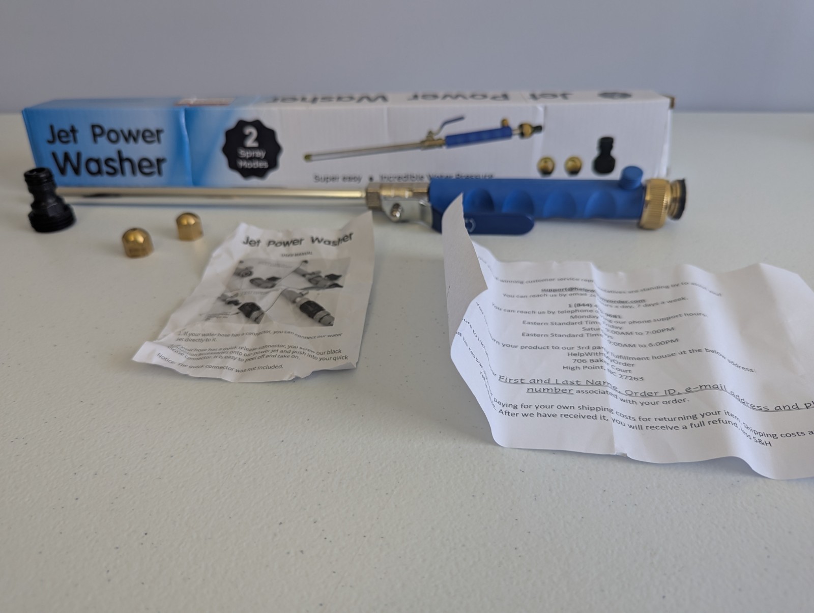 Jet Power Washer Wall Water Spray Gun Nozzle Wand Attachment High Hose