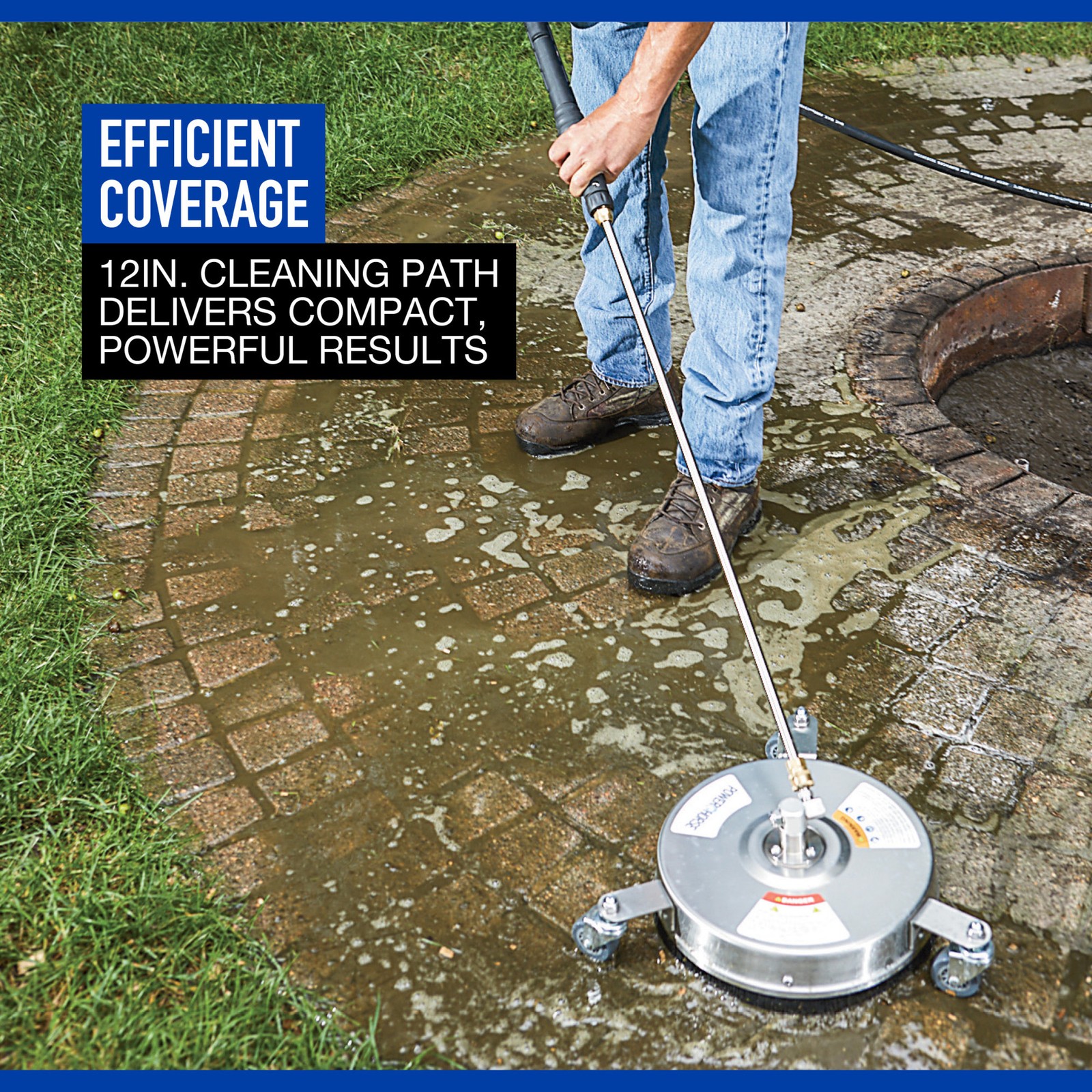 Powerhorse 12in. Pressure Washer Surface Cleaner, 4000 PSI, Stainless Steel