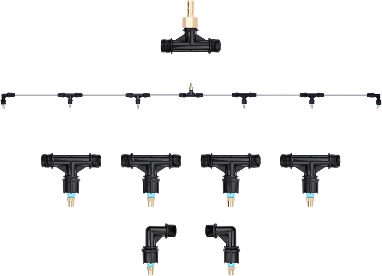 Metal 6-Nozzle Poly Boom Wand with 3/8″ Brass Fitting, 7.5 Ft. ATV sprayer Boom,