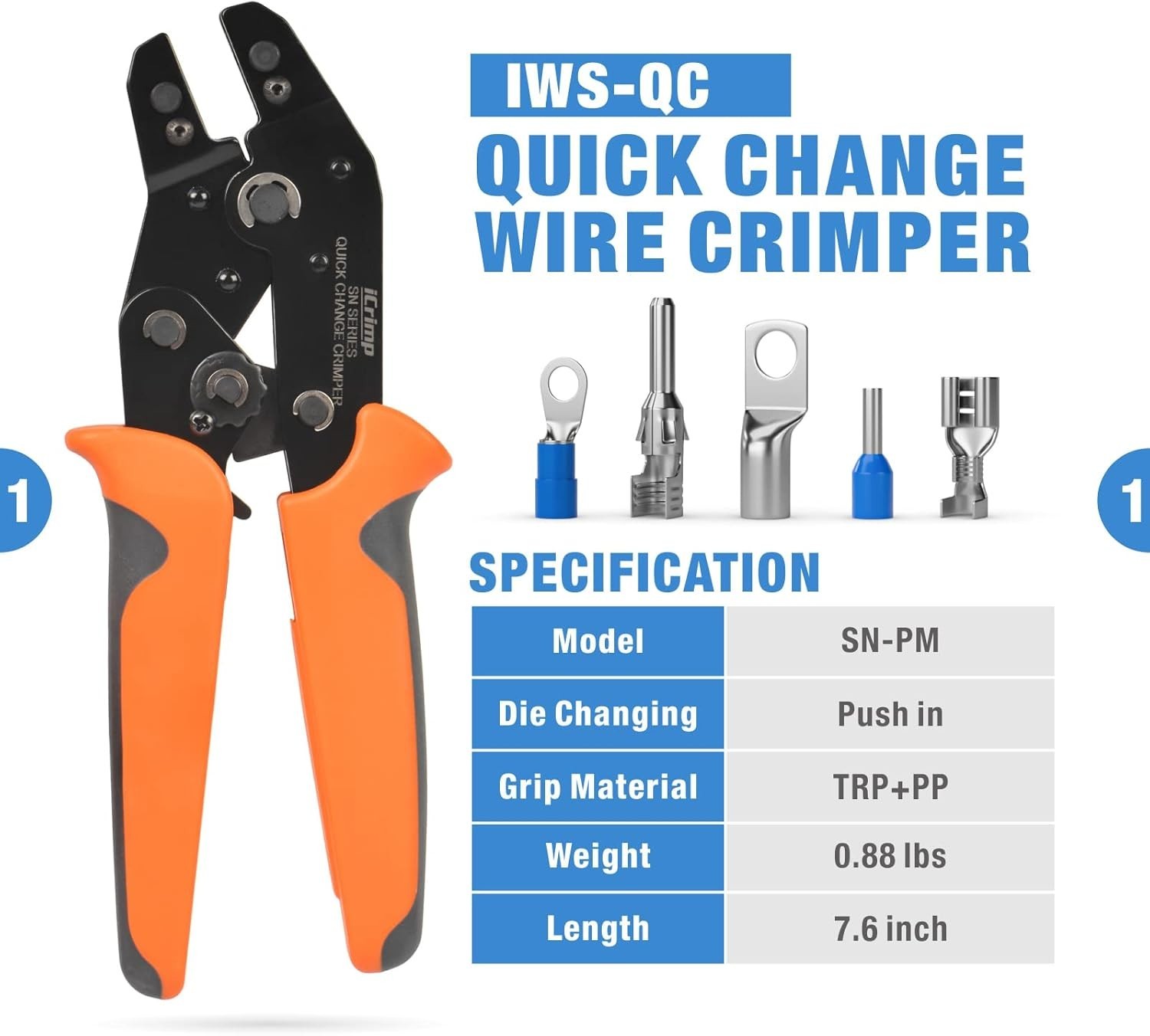 iCrimp Quick Change Ratcheting Crimper Tool Kit, Automotive Service Kit, for …