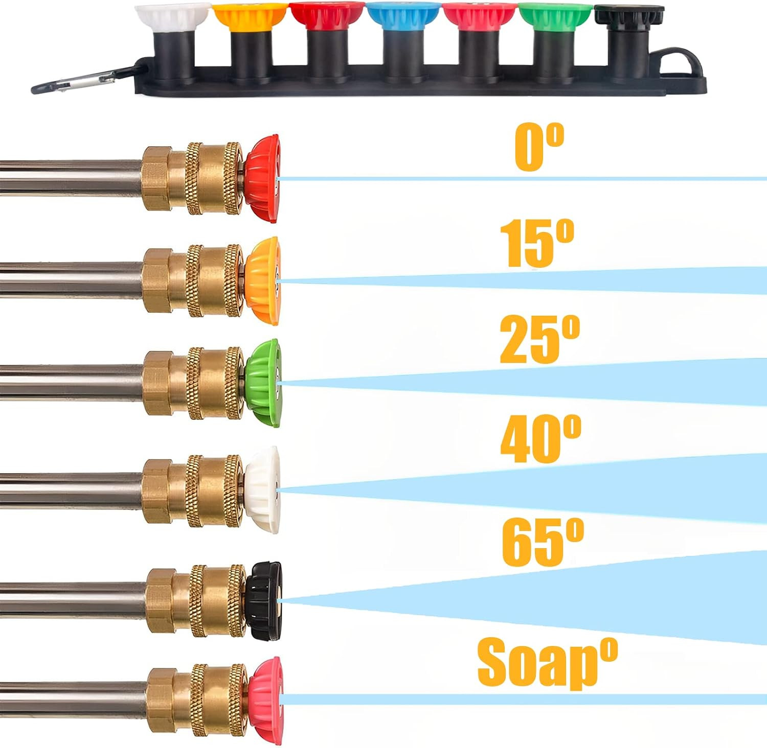 Pressure Washer Tips, Set of 7 Pressure Washer Nozzle Tips with Nozzle Holder, 1