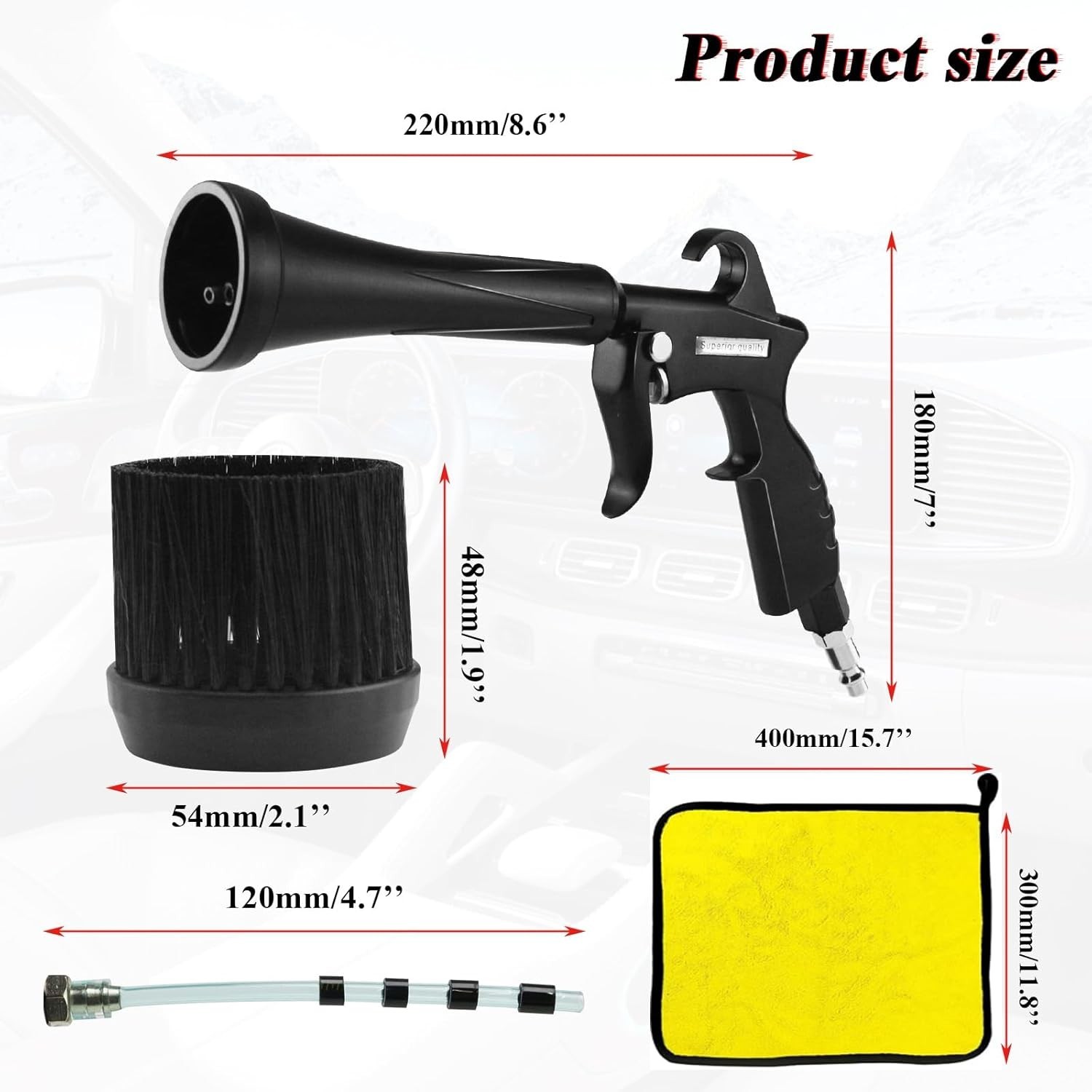 Tornado Detailing Car Cleaning Gun with Metal Nozzle | Interior Drying Air Gun |