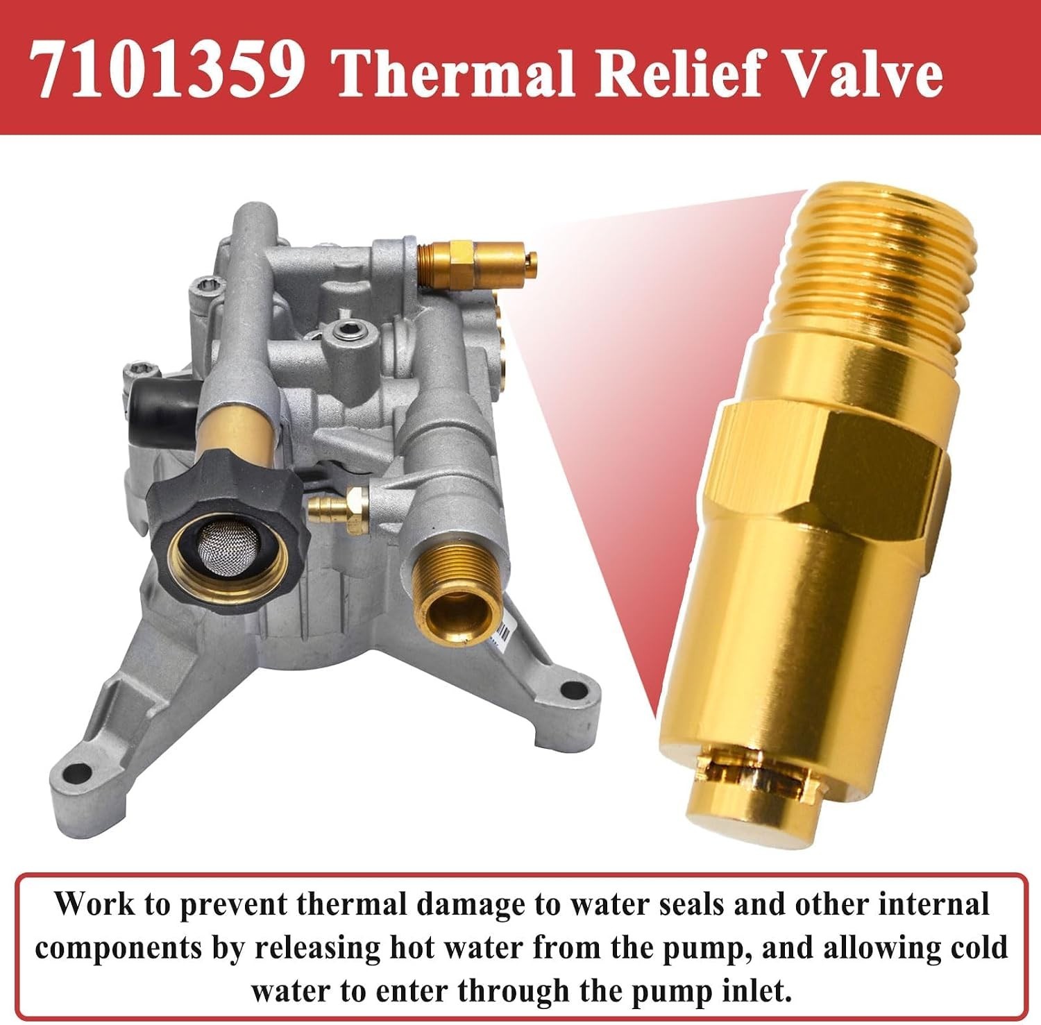 Brass Thermal Relief Valve 7101359 – Prevent Overheating in Pressure Washers