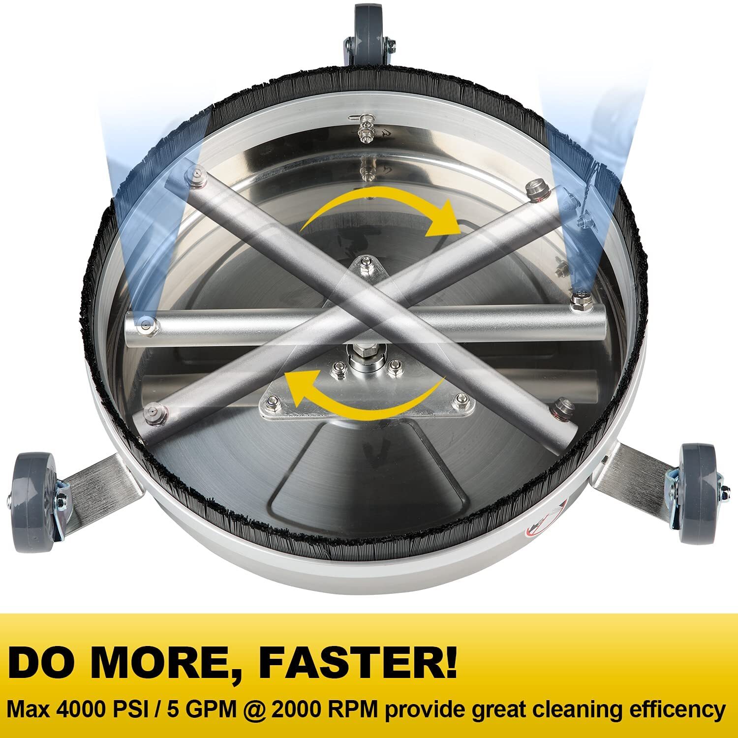 15/18/20’’ Pressure Washer Surface Cleaner 4000 PSI w/ 1/4 Quick Connector, Wand