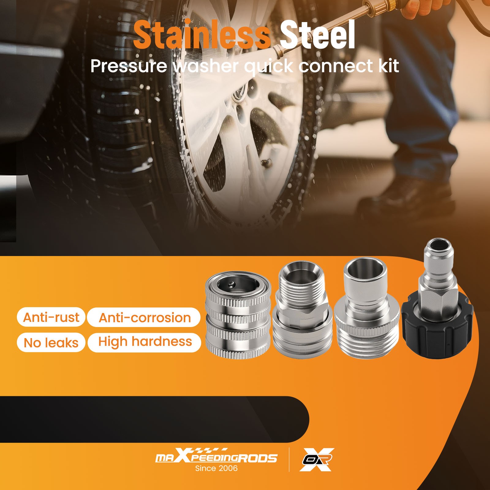 8PC M22-14mm Pressure Washer Quick Connect Adapter Stainless Steel Set