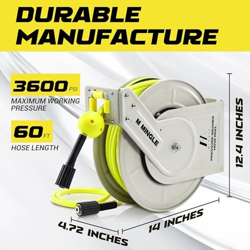 Auto Rewind Hose Reel 60FT 1/4 3600PSI