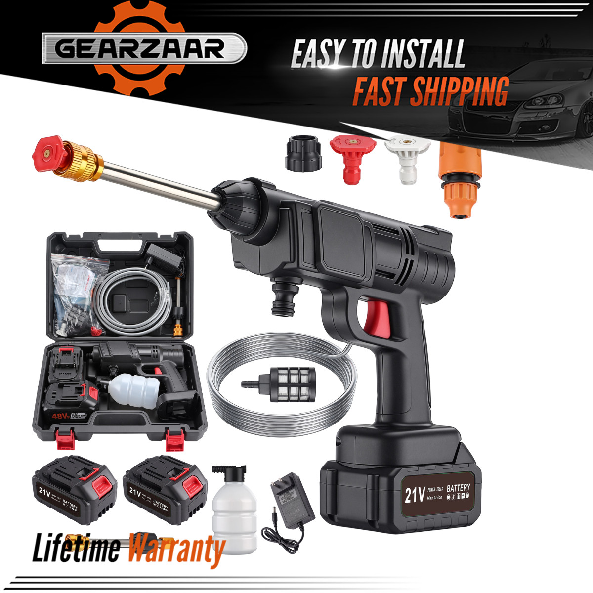 Cordless Pressure Washer 600W Portable Handheld Gun for Car Cleaner Tool Garden