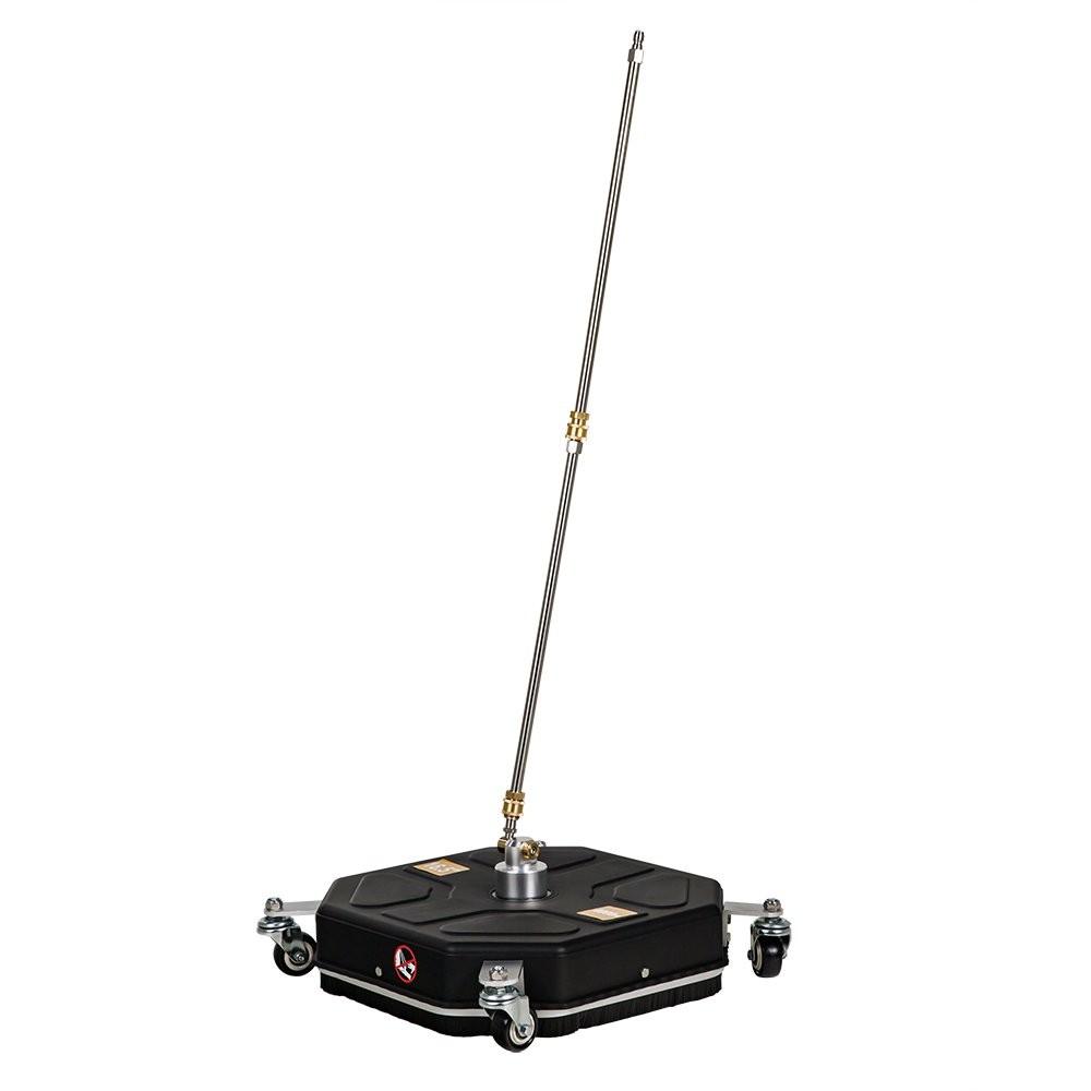 16″ Pressure Washer Surface Cleaner with 4 Wheels + 2 Extension Wands Black