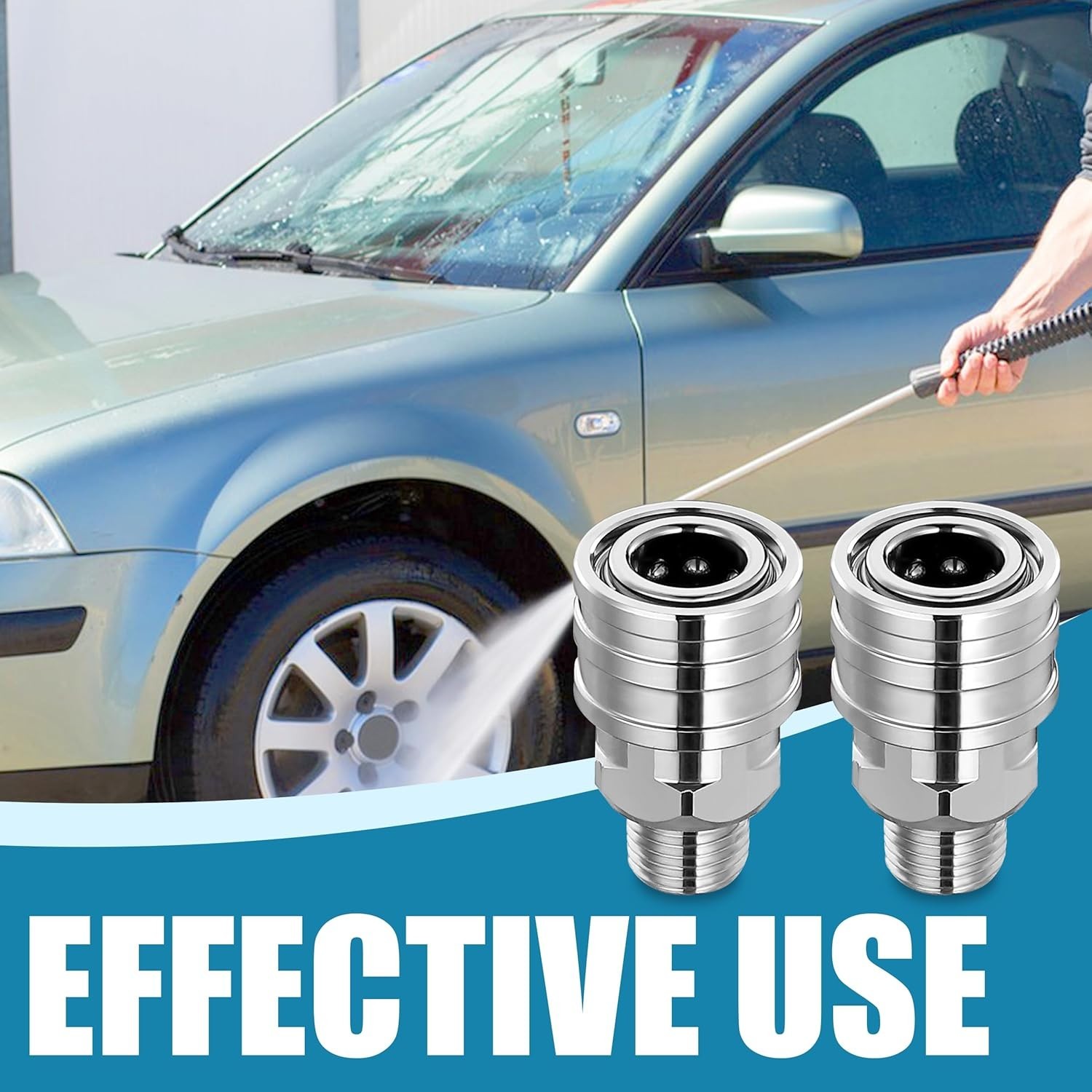 Stainless Steel 1/4″ Quick Connect Fittings for Pressure Washers – Set of 2, …