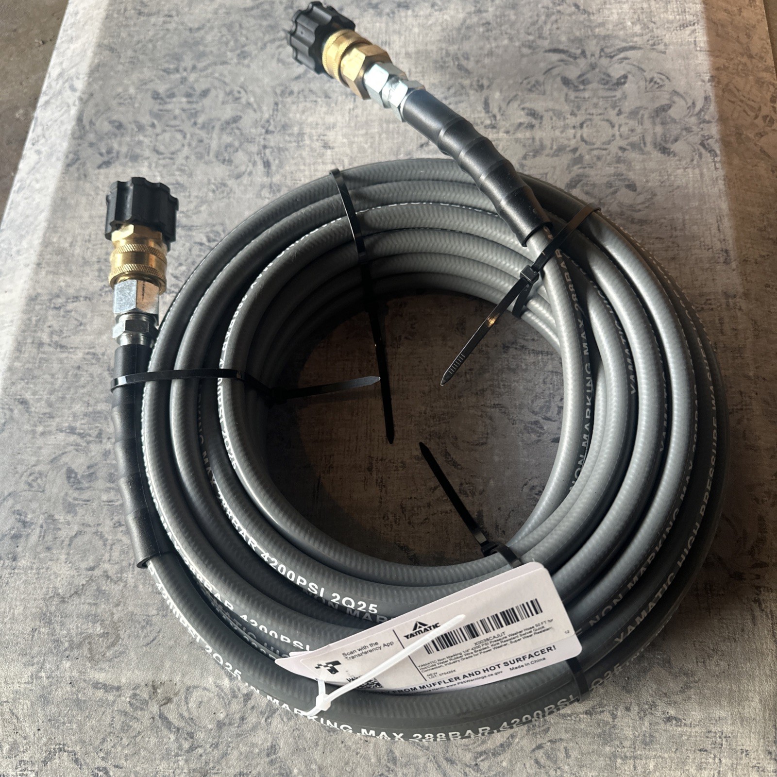 YAMATIC 1/4″ 4200 PSI High Pressure Washer Hose Non-Marking Rubber Wire Braided