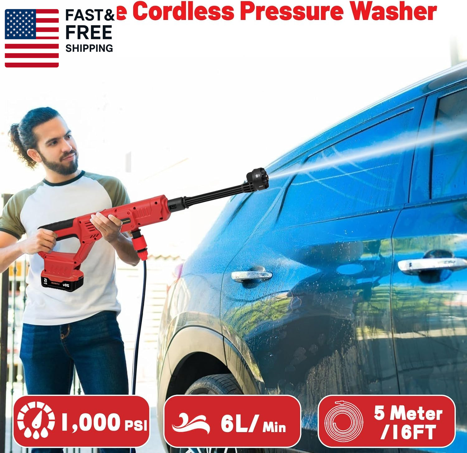 Cordless Pressure Washer for Milwaukee M18 Battery, Portable Cordless Power Wash