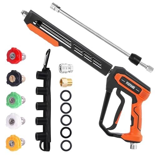 FIXFANS Pressure Washer Gun Kit with Wand, 5 Nozzle Tips, M22, Quick Connect
