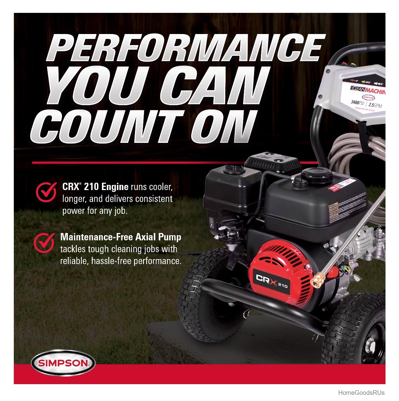 Gas Pressure Washer 3400 PSI 2.5 GPM Axial Cam Pump Compact Steel Frame