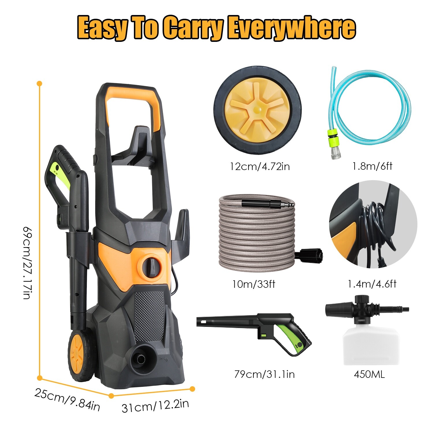 Electric Pressure Washer 4200 PSI High Pressure 1.85GPM Power Washer Cleaning