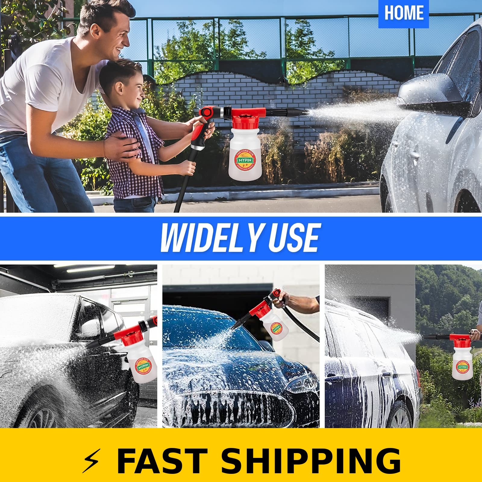 MYPIN Car Wash Foam Gun 16 in 1 with Adjustable Dial for Cleaning