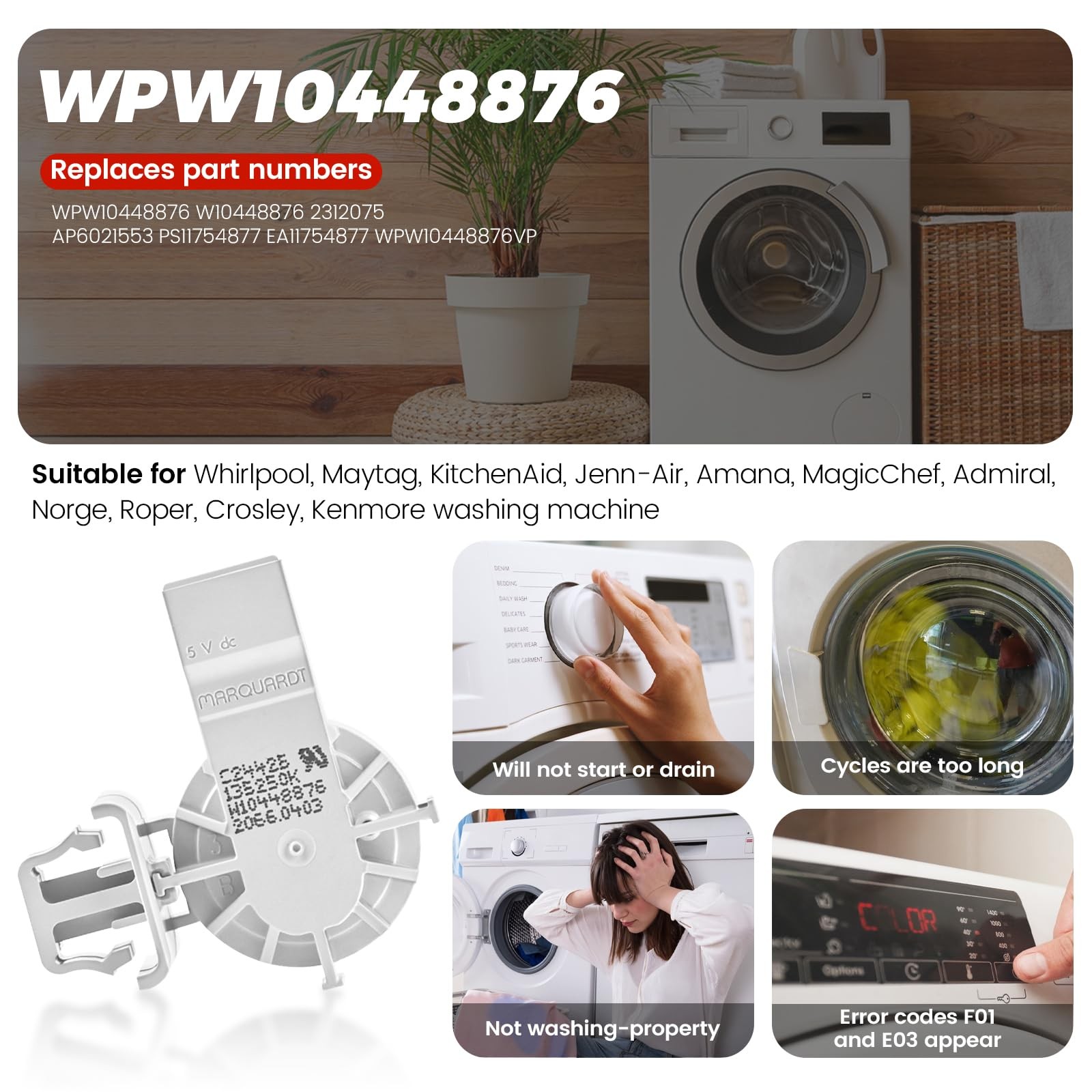 𝟮𝟬𝟮𝟲 𝙐𝙥𝙜𝙧𝙖𝙙𝙚𝙙 WPW10448876 Washer Water-Level Pressure Switch(0EM)…