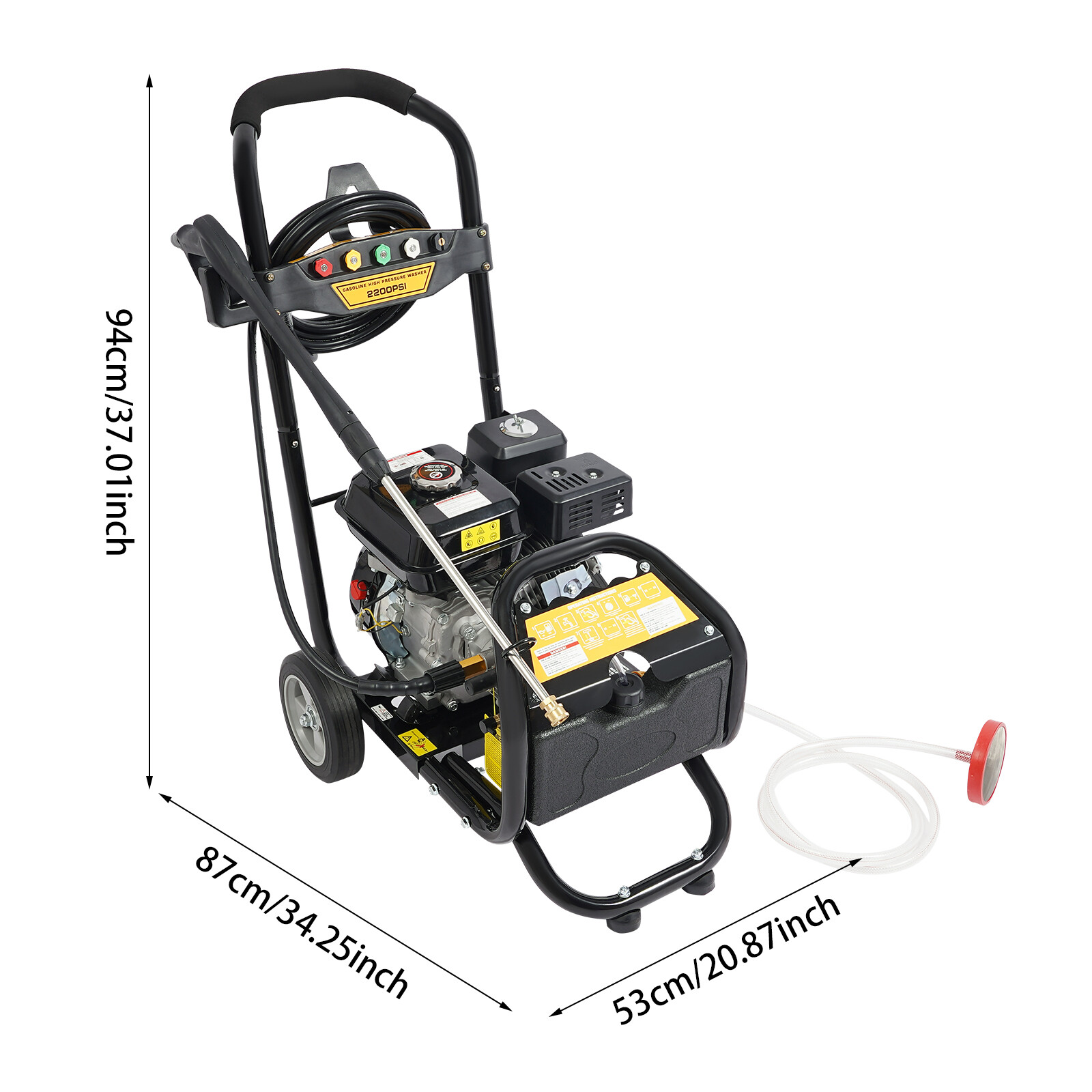2600PSI Gas Pressure Washer Cold Water Gas Powered Washer 2.4GPM 7HP / Wheels