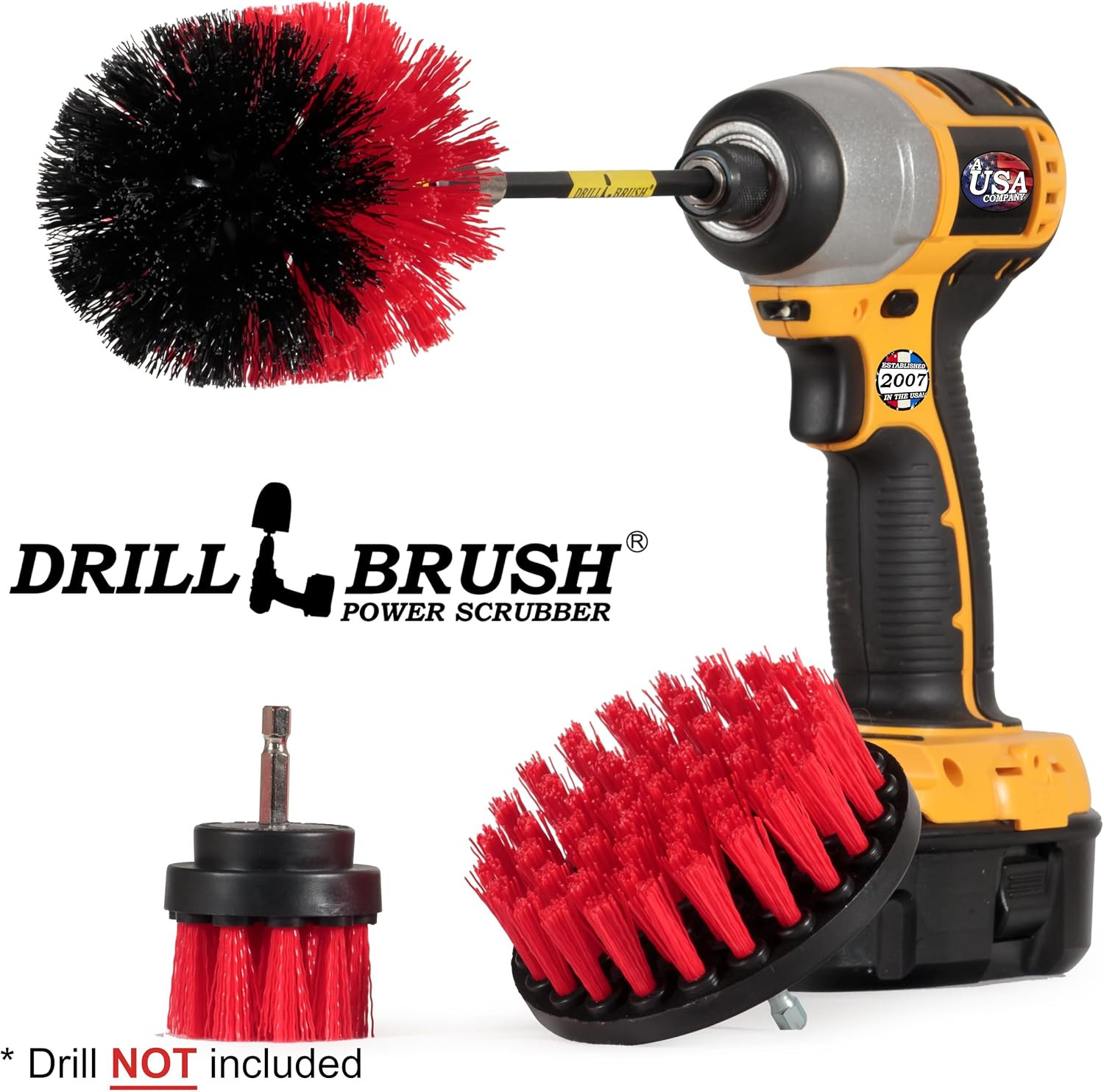 Stiff Bristle Power Scrubber Kit with Extension – Pressure Washer Surface Cleane