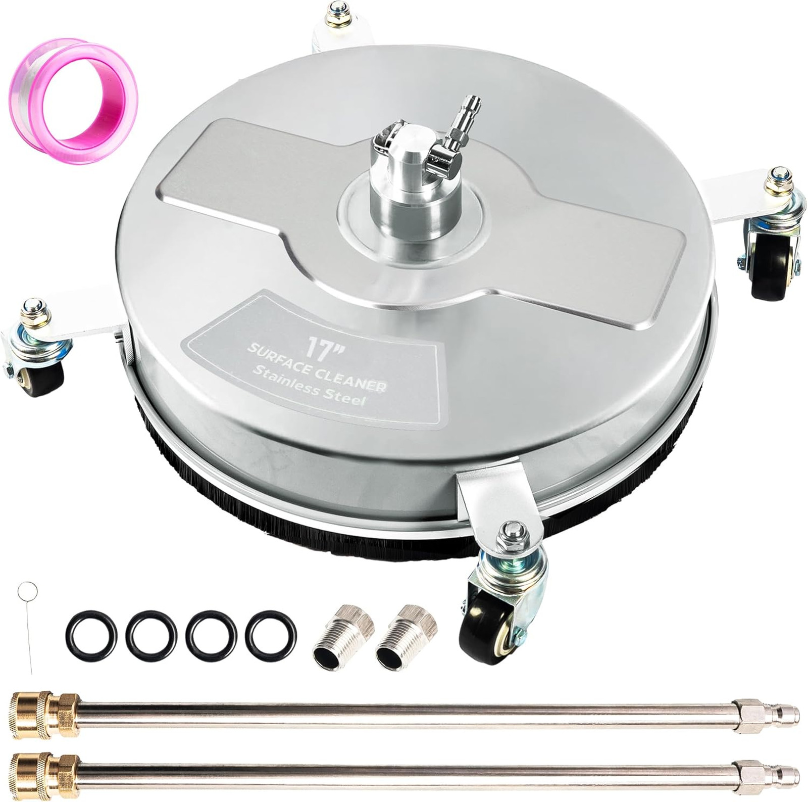 17 Inch Pressure Washer Surface Cleaner with Wheels Stainless Steel 4000 PSI for