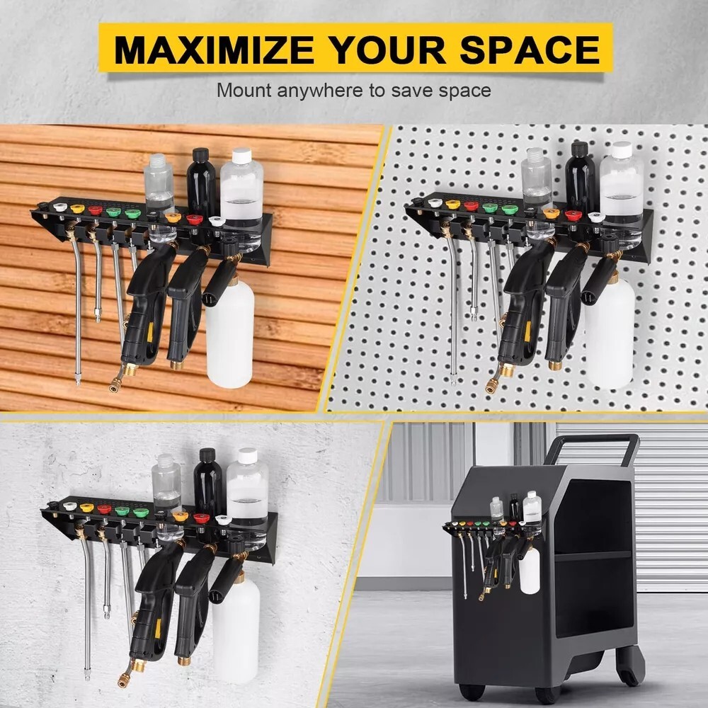 Pressure Washer Gun & Foam Cannon Holder with 1/4 Inch Quick Connector, Wall-…