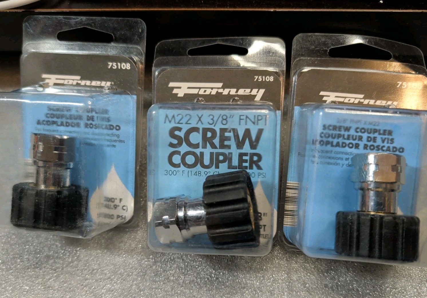 Lot Of 3 Forney 75108 Pressure Washer Screw Coupling Hose Connector 3/8 FNPTXM22